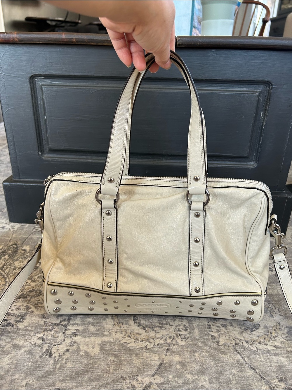 Coach Studded Leather Satchel Bag